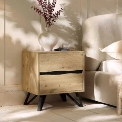 Weston Oak Effect 2 Drawer Bedside Table