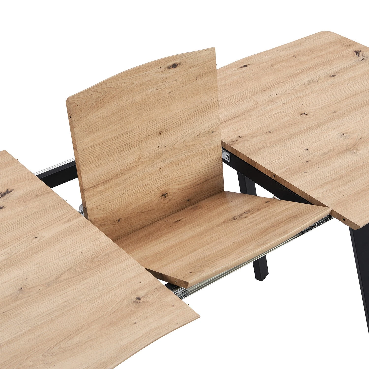 Weston Oak Effect Extendable Dining Table β 6 to 8 Seater with Geometric Steel Legs 14 Weston Oak Effect Extendable Dining Table β 6 to 8 Seater with Geometric Steel Legs - Image 14