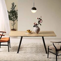 Weston Oak Effect Extendable Dining Table β 6 to 8 Seater with Geometric Steel Legs 16 Weston Oak Effect Extendable Dining Table β 6 to 8 Seater with Geometric Steel Legs -Daals Store BSD 082 OAK scene1