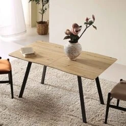 Weston Oak Effect Extendable Dining Table β 6 to 8 Seater with Geometric Steel Legs 17 Weston Oak Effect Extendable Dining Table β 6 to 8 Seater with Geometric Steel Legs -Daals Store BSD 082 OAK scene2