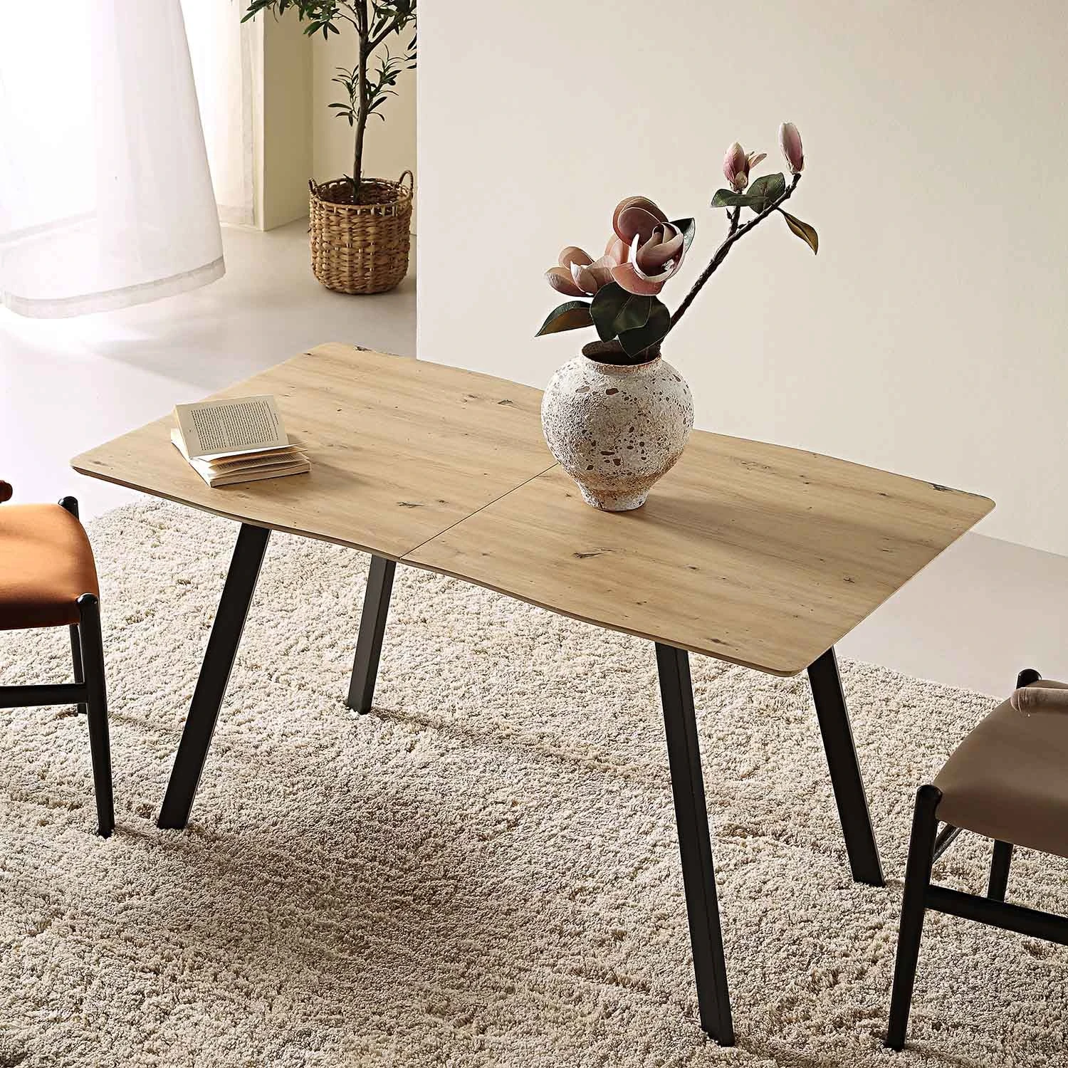 Weston Oak Effect Extendable Dining Table β 6 to 8 Seater with Geometric Steel Legs 3 Weston Oak Effect Extendable Dining Table β 6 to 8 Seater with Geometric Steel Legs - Image 3