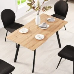 Weston Oak Effect Extendable Dining Table β 6 to 8 Seater with Geometric Steel Legs 19 Weston Oak Effect Extendable Dining Table β 6 to 8 Seater with Geometric Steel Legs -Daals Store BSD 082 OAK scene4