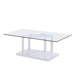 Lucent White High Gloss And Glass Top Coffee Table -Daals Store BSD 083 WHITE WB2