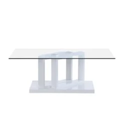 Lucent White High Gloss And Glass Top Coffee Table -Daals Store BSD 083 WHITE WB3