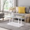 Lucent White High Gloss And Glass Top Coffee Table -Daals Store BSD 083 WHITE main