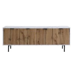Aspen 150cm TV Unit β Oak Textured Doors and Marble Effect Frame with Black Metal Legs 18 Aspen 150cm TV Unit β Oak Textured Doors and Marble Effect Frame with Black Metal Legs -Daals Store BSD 084 WB1