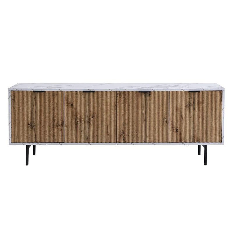 Aspen 150cm TV Unit β Oak Textured Doors and Marble Effect Frame with Black Metal Legs 6 Aspen 150cm TV Unit β Oak Textured Doors and Marble Effect Frame with Black Metal Legs - Image 6