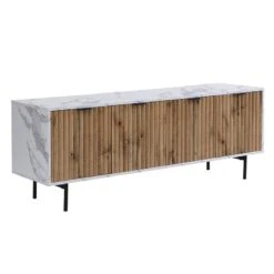 Aspen 150cm TV Unit β Oak Textured Doors and Marble Effect Frame with Black Metal Legs 19 Aspen 150cm TV Unit β Oak Textured Doors and Marble Effect Frame with Black Metal Legs -Daals Store BSD 084 WB2