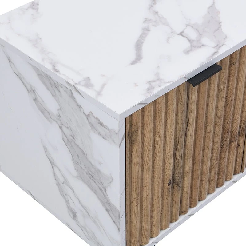 Aspen 150cm TV Unit β Oak Textured Doors and Marble Effect Frame with Black Metal Legs 12 Aspen 150cm TV Unit β Oak Textured Doors and Marble Effect Frame with Black Metal Legs - Image 12