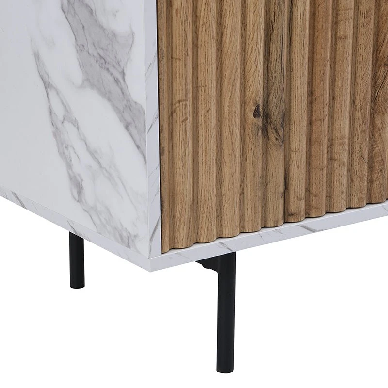 Aspen 150cm TV Unit β Oak Textured Doors and Marble Effect Frame with Black Metal Legs 13 Aspen 150cm TV Unit β Oak Textured Doors and Marble Effect Frame with Black Metal Legs - Image 13