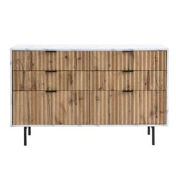 Aspen Oak And Marble Effect 6-Drawer Chest Of Drawers -Daals Store BSD 085 WB1