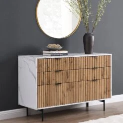 Aspen Oak And Marble Effect 6-Drawer Chest Of Drawers -Daals Store BSD 085 scene2