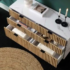 Aspen Oak And Marble Effect 6-Drawer Chest Of Drawers -Daals Store BSD 085 scene3