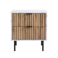 Aspen Oak And Marble Effect 2-Drawer Bedside Table 19 Aspen Oak And Marble Effect 2-Drawer Bedside Table -Daals Store BSD 086 WB1