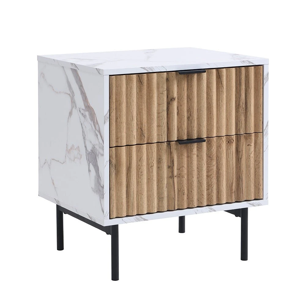 Aspen Oak And Marble Effect 2-Drawer Bedside Table 7 Aspen Oak And Marble Effect 2-Drawer Bedside Table - Image 7