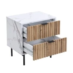 Aspen Oak And Marble Effect 2-Drawer Bedside Table 24 Aspen Oak And Marble Effect 2-Drawer Bedside Table -Daals Store BSD 086 WB5