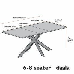 Varden White Ceramic Extending Dining Table 16 Varden White Ceramic Extending Dining Table -Daals Store BSD 087 CHART 1