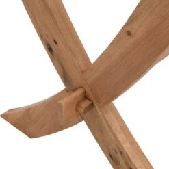 Lugano 160cm Rectangular Clear Glass Dining Table – Solid Oak Cross Leg Design -Daals Store BSD 088 OAK detail3