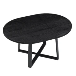 BERN Extending Round Dining Table With Metal Legs, Black -Daals Store BSD 092 BLACK GIF