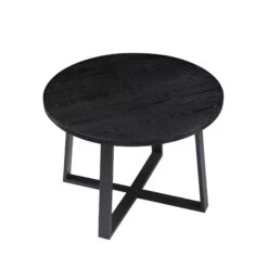 BERN Extending Round Dining Table With Metal Legs, Black -Daals Store BSD 092 BLACK WB3