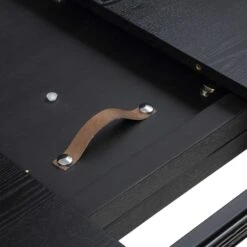 BERN Extending Round Dining Table With Metal Legs, Black -Daals Store BSD 092 BLACK detail2