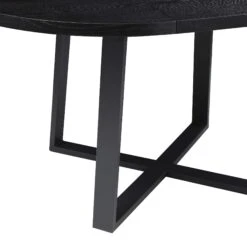 BERN Extending Round Dining Table With Metal Legs, Black -Daals Store BSD 092 BLACK detail3