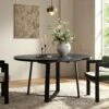 BERN Extending Round Dining Table With Metal Legs, Black -Daals Store BSD 092 BLACK main