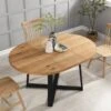 BERN Extending Round Dining Table With Metal Legs, Oak -Daals Store BSD 092 OAK main