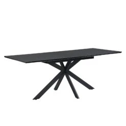 Varden Black Marble Effect Ceramic Extending Dining Table - Modern Starburst Leg 6-10 Seater 16 Varden Black Marble Effect Ceramic Extending Dining Table - Modern Starburst Leg 6-10 Seater -Daals Store BSD 094 BLACK WB2