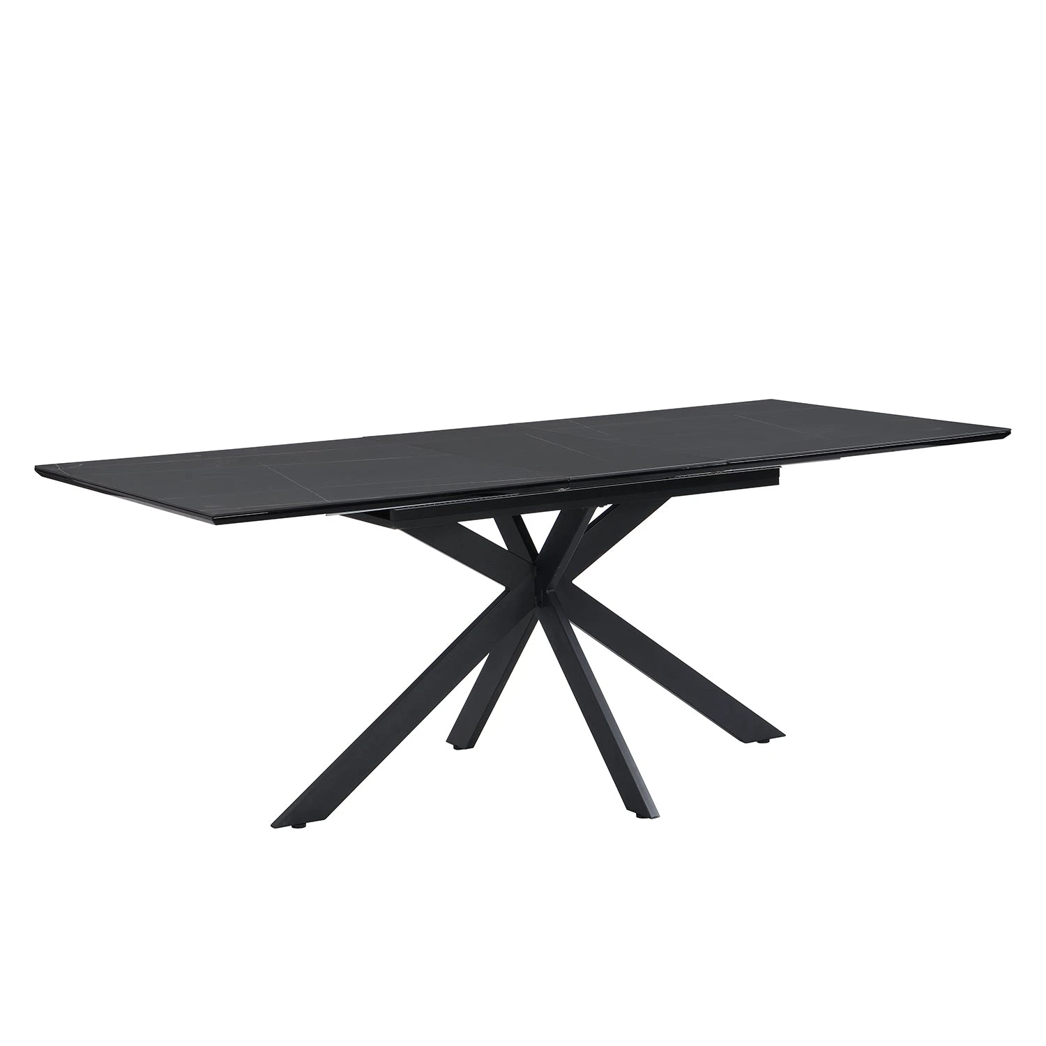 Varden Black Marble Effect Ceramic Extending Dining Table - Modern Starburst Leg 6-10 Seater 4 Varden Black Marble Effect Ceramic Extending Dining Table - Modern Starburst Leg 6-10 Seater - Image 4