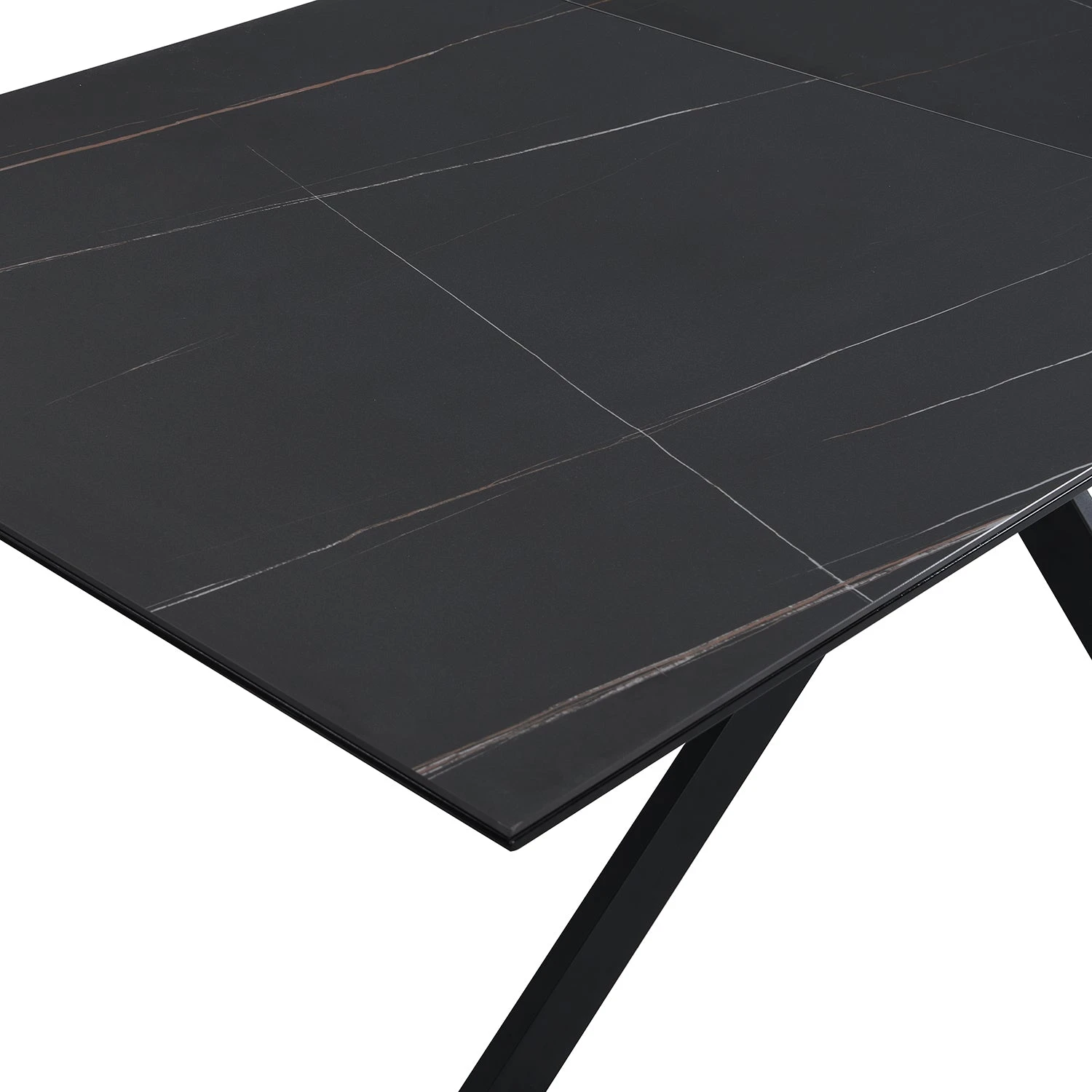 Varden Black Marble Effect Ceramic Extending Dining Table - Modern Starburst Leg 6-10 Seater 11 Varden Black Marble Effect Ceramic Extending Dining Table - Modern Starburst Leg 6-10 Seater - Image 11
