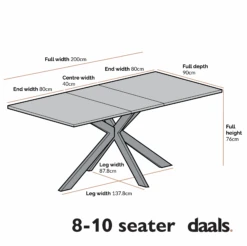 Varden White Ceramic Extending Dining Table 17 Varden White Ceramic Extending Dining Table -Daals Store BSD 094 CHART 1
