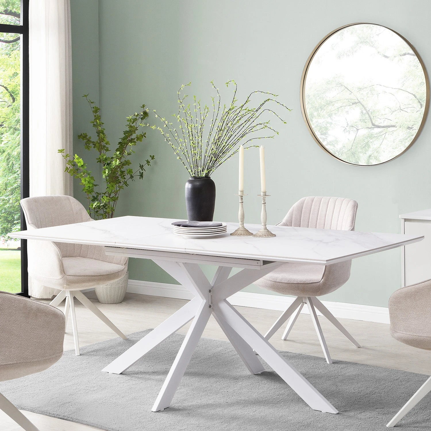 Varden White Ceramic Extending Dining Table 1 Varden White Ceramic Extending Dining Table