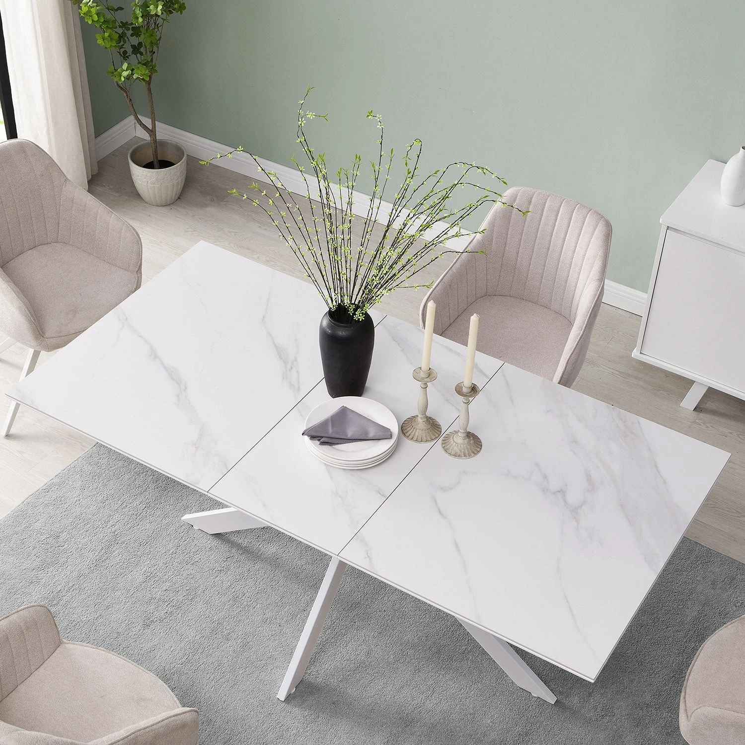 Varden White Ceramic Extending Dining Table 2 Varden White Ceramic Extending Dining Table - Image 2