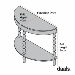 Aldwinke Dark Grey Bobbin Demilune Console Table 14 Aldwinke Dark Grey Bobbin Demilune Console Table -Daals Store BSD 099 CHART