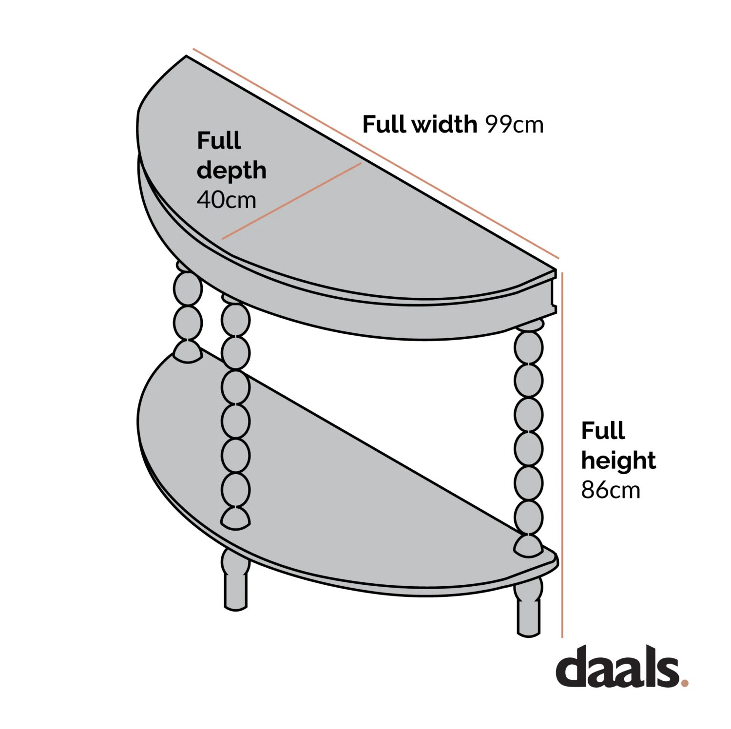 Aldwinke Dark Grey Bobbin Demilune Console Table 5 Aldwinke Dark Grey Bobbin Demilune Console Table - Image 5