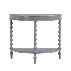 Aldwinke Dark Grey Bobbin Demilune Console Table 12 Aldwinke Dark Grey Bobbin Demilune Console Table -Daals Store BSD 099 DARKGREY WB1