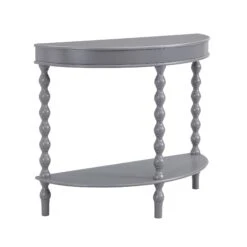 Aldwinke Dark Grey Bobbin Demilune Console Table 13 Aldwinke Dark Grey Bobbin Demilune Console Table -Daals Store BSD 099 DARKGREY WB2