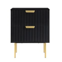 Richmond Ridged 2 Drawer Bedside Table, Matte Black 14 Richmond Ridged 2 Drawer Bedside Table, Matte Black -Daals Store BSD 105 BLACK WB1