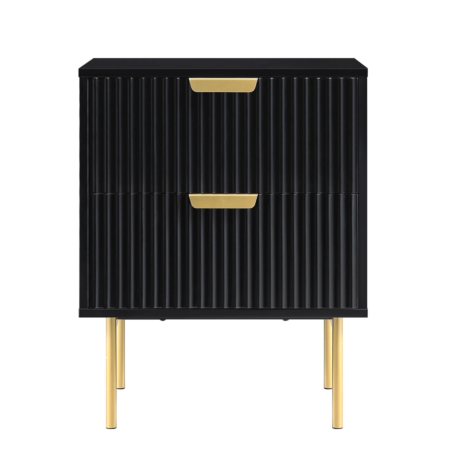 Richmond Ridged 2 Drawer Bedside Table, Matte Black 3 Richmond Ridged 2 Drawer Bedside Table, Matte Black - Image 3