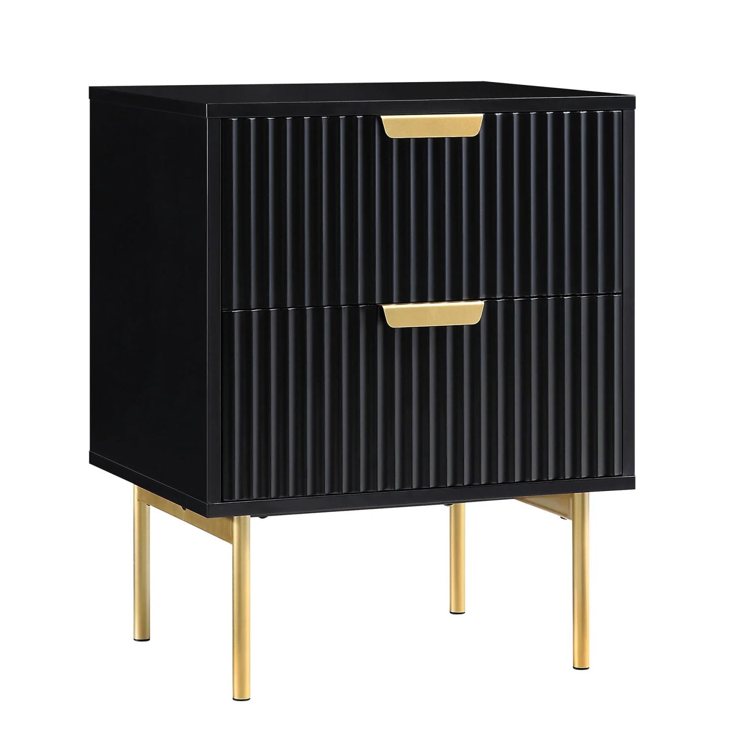 Richmond Ridged 2 Drawer Bedside Table, Matte Black 4 Richmond Ridged 2 Drawer Bedside Table, Matte Black - Image 4