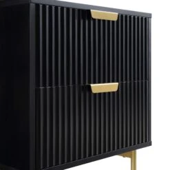 Richmond Ridged 2 Drawer Bedside Table, Matte Black 20 Richmond Ridged 2 Drawer Bedside Table, Matte Black -Daals Store BSD 105 BLACK detail1