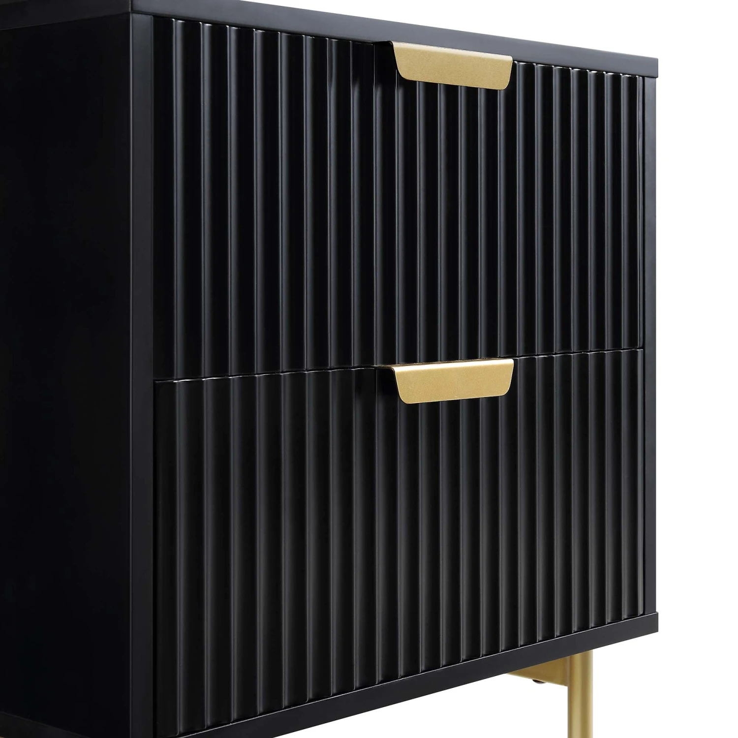 Richmond Ridged 2 Drawer Bedside Table, Matte Black 9 Richmond Ridged 2 Drawer Bedside Table, Matte Black - Image 9