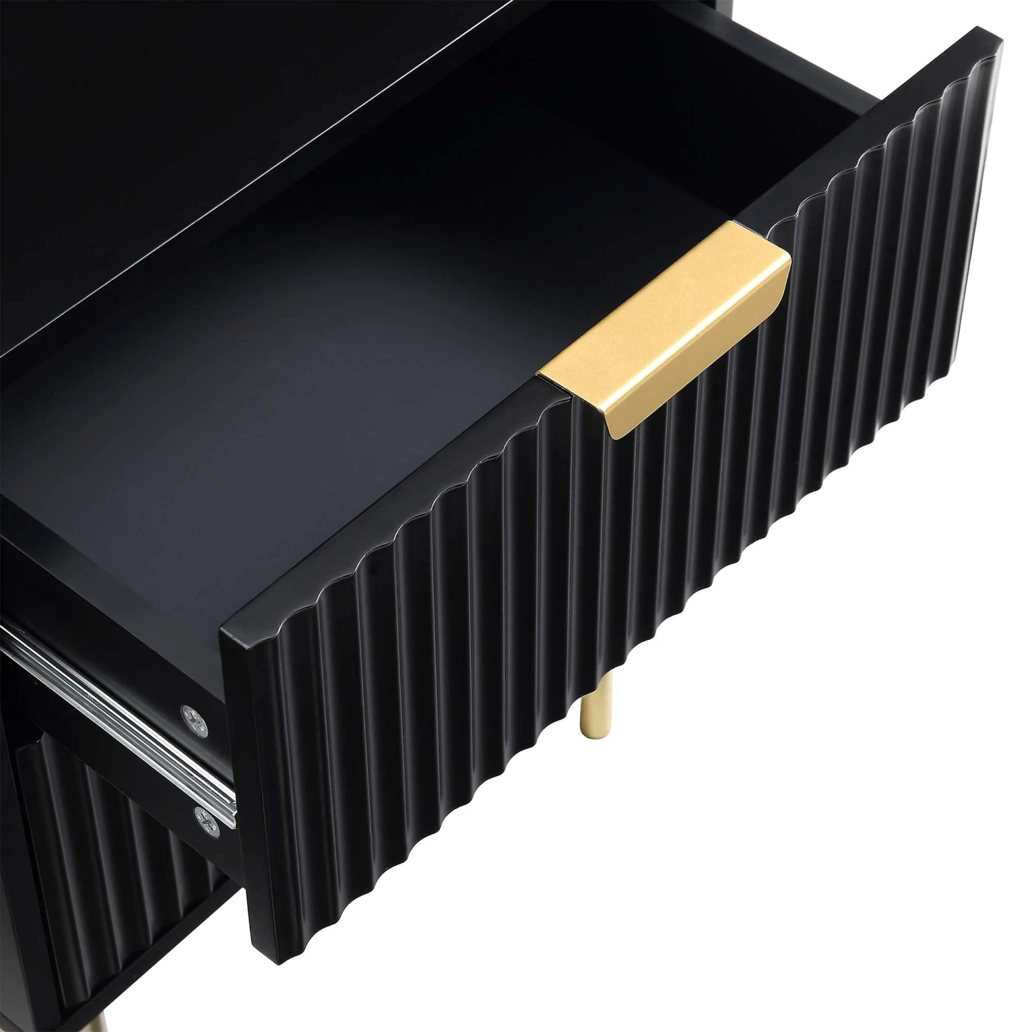 Richmond Ridged 2 Drawer Bedside Table, Matte Black 10 Richmond Ridged 2 Drawer Bedside Table, Matte Black - Image 10