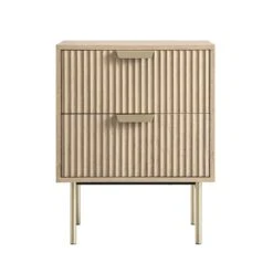 Richmond Ridged 2 Drawer Bedside Table, Light Ash -Daals Store BSD 105 LIGHTWOOD WB1