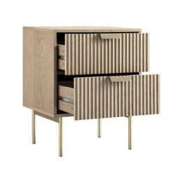Richmond Ridged 2 Drawer Bedside Table, Light Ash -Daals Store BSD 105 LIGHTWOOD WB3