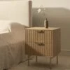 Richmond Ridged 2 Drawer Bedside Table, Light Ash -Daals Store BSD 105 LIGHTWOOD main