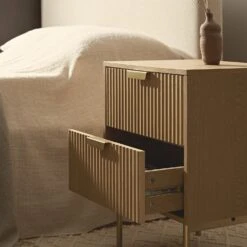 Richmond Ridged 2 Drawer Bedside Table, Light Ash -Daals Store BSD 105 LIGHTWOOD scene2