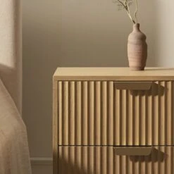Richmond Ridged 2 Drawer Bedside Table, Light Ash -Daals Store BSD 105 LIGHTWOOD scene3