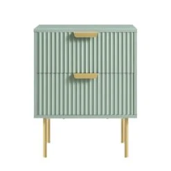 Richmond Ridged 2 Drawer Bedside Table, Matte Sage Green -Daals Store BSD 105 SAGE WB1